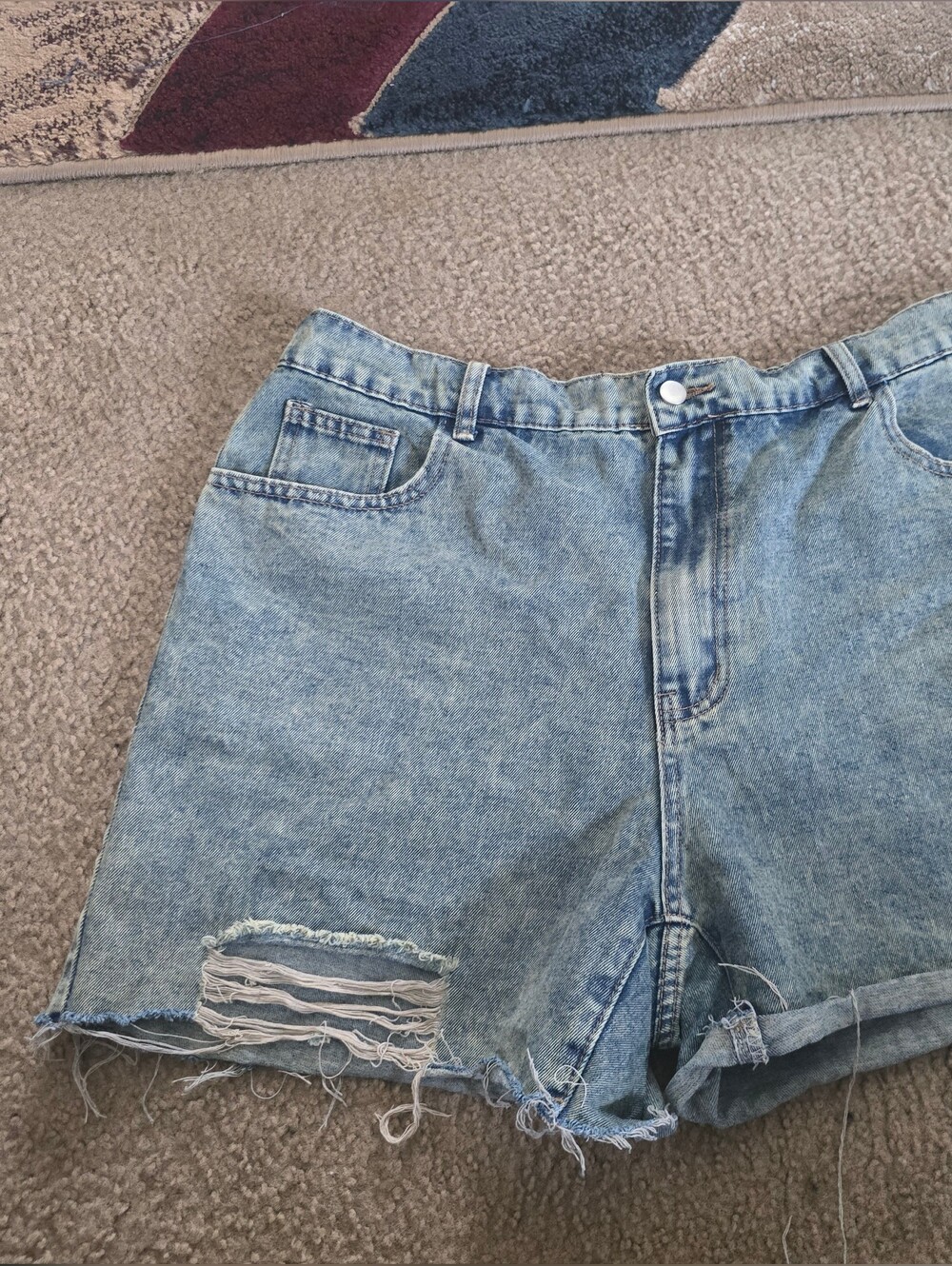 Shein Curve 2XL Women's Light Blue Distressed Denim Shorts